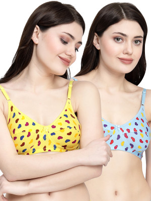 Docare LittleHeart Women Minimizer Non Padded Bra(Yellow, Blue)