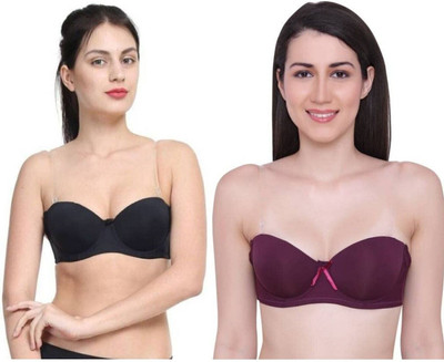 HouseOfCommon Women Everyday Lightly Padded Bra(Black, Purple)