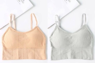 FiveFlag Women T-Shirt Lightly Padded Bra(Beige, White)