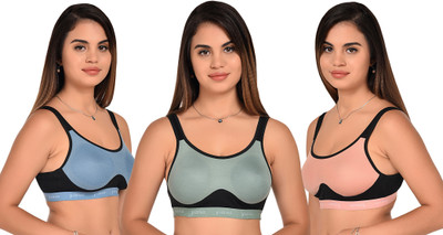 Yana Women Sports Non Padded Bra(Light Blue, Light Green, Pink)