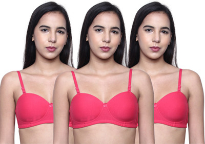 INKURV Romi Women T-Shirt Heavily Padded Bra(Pink)