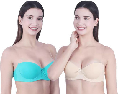 Zylum Fashion Women Balconette Lightly Padded Bra(Beige, Light Green)