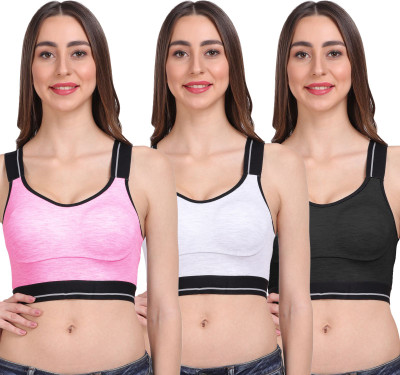 LILY stropsallets Moulded Double Layered Women Sports Non Padded Bra(Pink, Grey, Black)