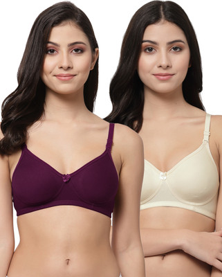 Docare Detachable Strap Women T-Shirt Lightly Padded Bra(Purple, Beige)