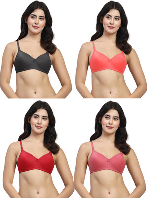 LILY mfruomalg Women Full Coverage Lightly Padded Bra(Red, Black, Maroon, Maroon)