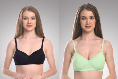 SLOPPY JOE Women Balconette Lightly Padded Bra(Light Green, Black)