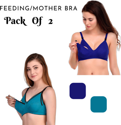 VEDANTVIKENTERPRISES Feeding Bra Combo For Women's Pk-2 Women Maternity/Nursing Non Padded Bra(Multicolor)
