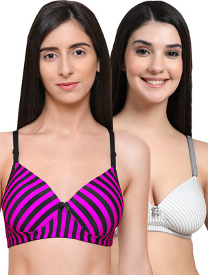 Erican ERPAD Women T-Shirt Lightly Padded Bra(Pink, Grey)