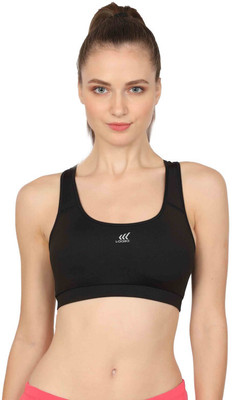 Laasa Sports JUST-DRY HIGH IMPACT TRAINING SPORTS BRA Women Sports Heavily Padded Bra(Black)
