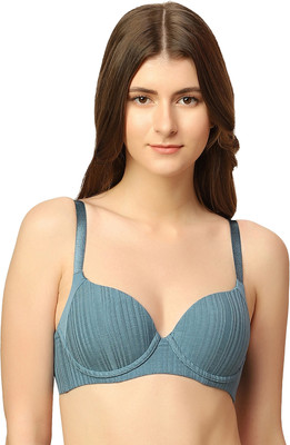 Triumph Body Make-Up Patchwork WP01 Women T-Shirt Lightly Padded Bra(Blue)