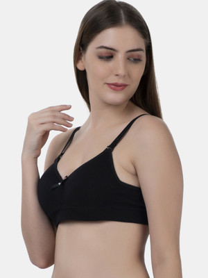 1To Finity Padded Seamless soft fabric Women Plunge Lightly Padded Bra(Black)