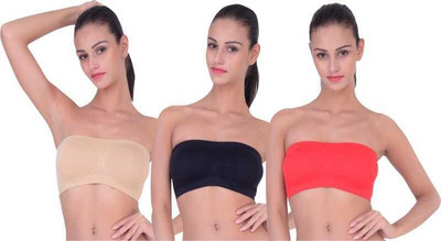 FILBA Tube Bra Women Bandeau/Tube Non Padded Bra(Red, Black, Beige)