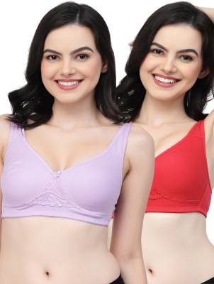 COLLEGE GIRL CG1214 Double Layered Women T-Shirt Non Padded Bra(Purple, Red)