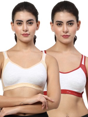 LILY Strops999 Women Sports Non Padded Bra(Beige, Maroon)