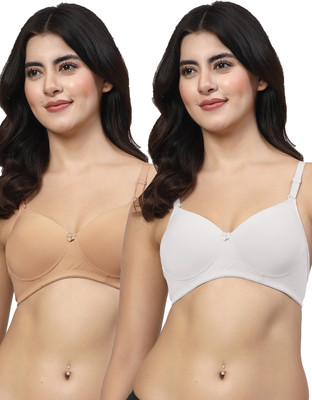 LILY Dapyklis Women Full Coverage Lightly Padded Bra(Gold, White)