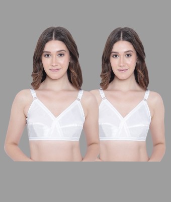 GelxmoNet Pack of 2 Women Full Coverage Non Padded Bra (White) Women Everyday Non Padded Bra(White)