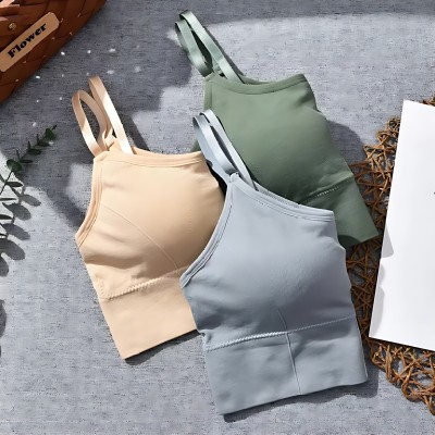 Mr Laduji Unique Design Women Sports Lightly Padded Bra(Light Green, Grey, Beige)