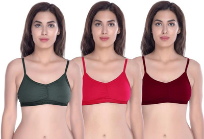 CozyClothe Cotton Sports Bra Full Coverage Women Everyday Non Padded Bra(Multicolor)