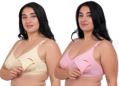 Fabme Plus Size Women Maternity/Nursing Non Padded Bra(Multicolor)
