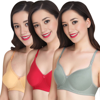 Liigne Women Everyday Non Padded Bra (Pack Of 3) for T-Shirt Saree Dress Sports Garment Women T-Shirt Non Padded Bra(Gold)