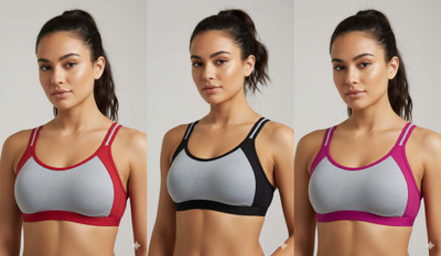 ZUBI DUBI FASHION ERA Stylish U-Neck Padded Sports Bra for Women | Comfortable Gym & Yoga Wear Women Sports Non Padded Bra(Multicolor)