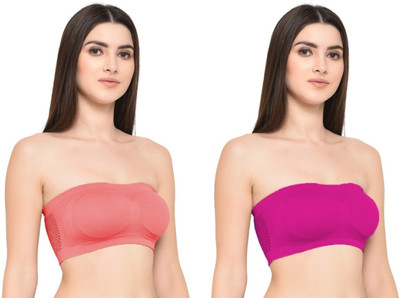 Guru Krupa Traders Women's Nylon Spandex Free Size Lightly Padded Pull On Sport Bra Women Everyday Non Padded Bra(Beige, Pink)
