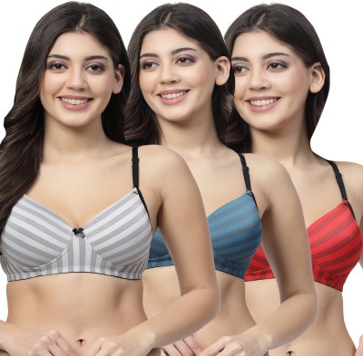 Docare DenimPad Women T-Shirt Lightly Padded Bra(White, Blue, Red)