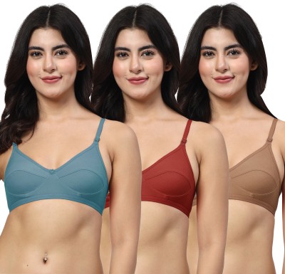 LILY anpas Women Everyday Non Padded Bra(Blue, Maroon, Brown)