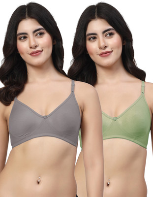 LILY ayir Women T-Shirt Non Padded Bra(Grey, Green)