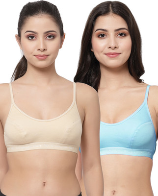 COLLEGE GIRL SB08 Women Sports Non Padded Bra(Beige, Blue)