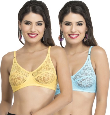 Docare Diamond Women Bralette Non Padded Bra(Blue, Yellow)