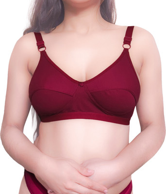 Great Shine Women's Cotton Full Coverage Double Aster Wirefree T-Shirt Bra Women T-Shirt Non Padded Bra(Maroon)