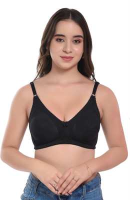 BodyAan Women Full Coverage Non Padded Bra(Black)
