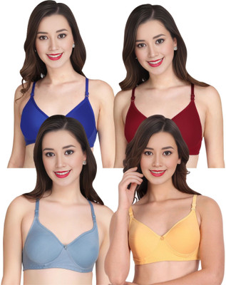 Liigne Women Everyday Padded Bra (Pack Of 4) for T-Shirt Saree Dress Sports Garment Women Full Coverage Lightly Padded Bra(Blue)