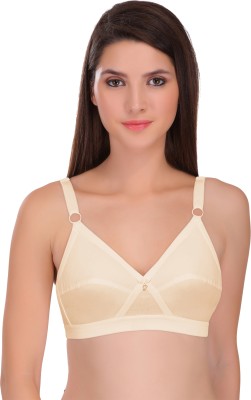 Featherline Poly Cotton Cross Over Perfect Fitted Womens Everyday Bras - Katrina Women Minimizer Non Padded Bra(Beige)