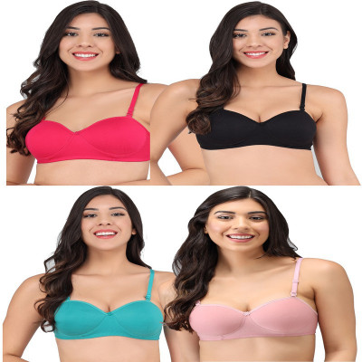 Narsingha Dreams Women's Cotton Blend Lightly Padded Half Cup Wirefree TShirt Bra Combo Pack Of 4 Women Everyday Lightly Padded Bra(Multicolor)