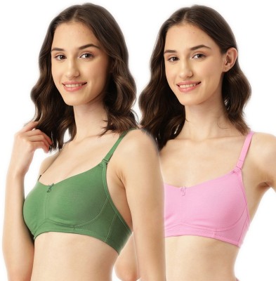 LEADING LADY Women Full Coverage Non Padded Bra(Green, Pink)