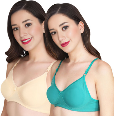 Liigne Women Everyday Non Padded Bra (Pack Of 2) for T-Shirt Saree Dress Sports Garment Women T-Shirt Non Padded Bra(Yellow, Green)