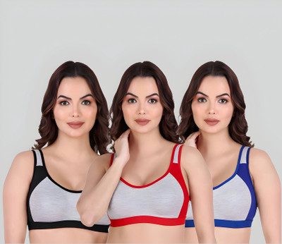 ASHMIRAS Pack of 3 Women Stick-on Non Padded Bra(Red, Blue, Black)