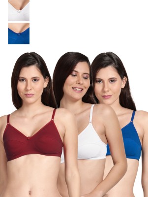 Shyle Shyle Non Padded Seamed Casual Bra-Multicolor(Pack of 3) Women Everyday Non Padded Bra(Maroon, White, Blue)