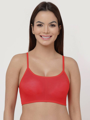 MUSKI COLLECTION Women's Lightly Padded Non-Wired Full Coverage Bra with Lace Detailing Women Bralette Lightly Padded Bra(Red)