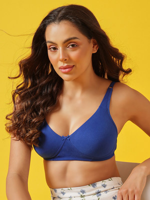 Clovia Cotton Rich Non-Padded Non-Wired Bra With Double Layered Cups Women Full Coverage Non Padded Bra(Blue)