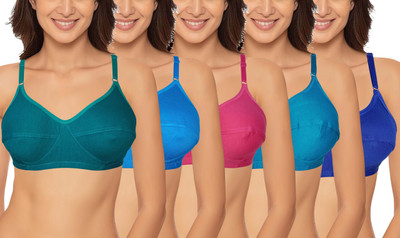 HOPESTAR Women Everyday Non Padded Bra(Green, Red, Pink, Dark Blue, Black)