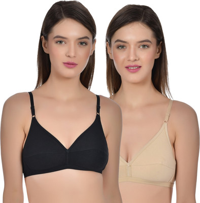 Aimly Women's Cotton Non-Padded Non-Wired Low Coverage Regular Bra (PACK OF 2) Women Everyday Non Padded Bra(Multicolor)