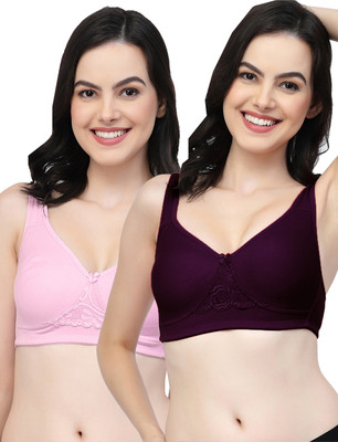 COLLEGE GIRL CG1214Mino Women Minimizer Non Padded Bra(Purple, Pink)