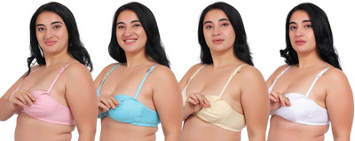 Fabme DeepNeck, Plus Size Women Maternity/Nursing Non Padded Bra(Multicolor)
