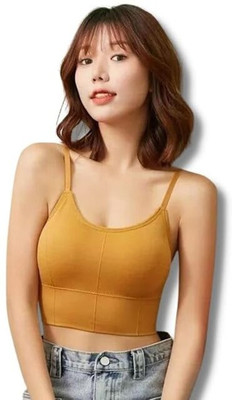 NSUSU Women Cami Bra Heavily Padded Bra Women Cami Bra Lightly Padded Bra(Yellow)