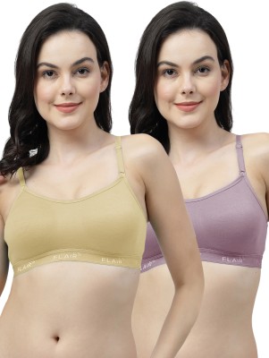 Shyam Sons FLAIR Brezza Double Layered Women Sports Non Padded Bra(Beige, Pink)