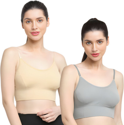 Luffy Luke Sports Bra for Women Everyday Lightly Padded Cotton Blend Bra For Women Women Sports Lightly Padded Bra(Grey, Beige)
