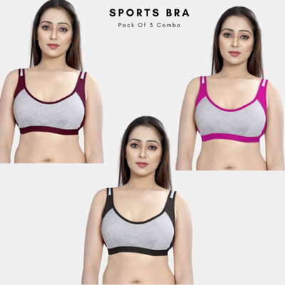 Creative Universal Sports Bra For Daliy Use For Womens Women Sports Non Padded Bra(Multicolor)